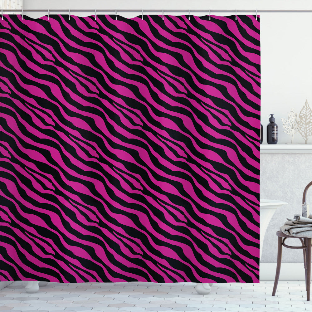 Pink Zebra and Magenta Onyx: Wild Animal Stripes Shower Curtain